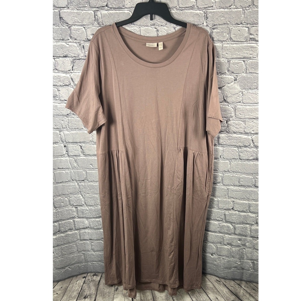 LOGO Lori‎ Goldstein Katya Mauve Brown Knit Pocket Dress A397294 Womens 2XP